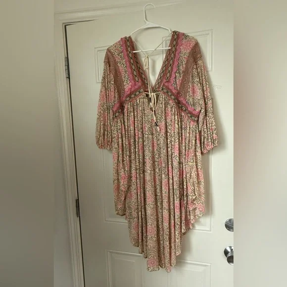 Free People Moon Child Maxi Top Pink and Cream - Picture 2 of 6